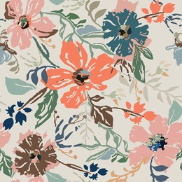 seamless floral vector trendy laconic nautical bright handmade pattern for fabric design, decor, ceramics, cards, flowers, texture print on a light background