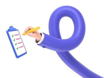 cartoon gesture icon mockup.cartoon character hands high five gesture. give me five. 3d rendering on white background.long arms concept.
