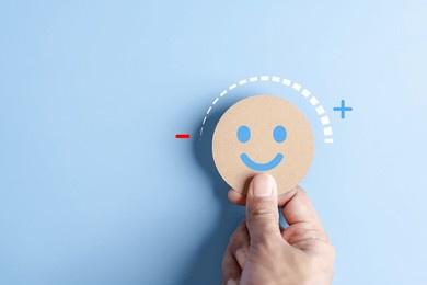 happy smile face. mental health positive thinking and growth mindset, mental health care recovery to happiness emotion.