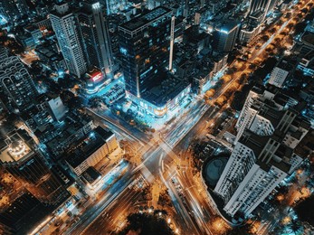 xiamen city aerial photography at night