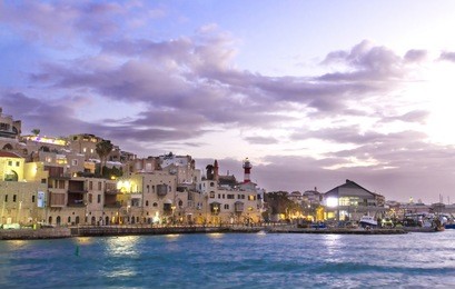 beautiful photos of the evening jaffa from the sea. israel