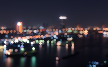 blurred city lights bokeh illuminate at night