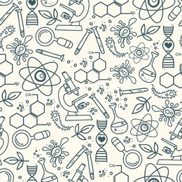 seamless texture for scince, vector illustration, hand drawn doodle style