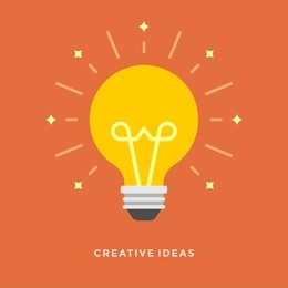 flat design vector business illustration concept creative idea with light lamp bulb for website and promotion banners.