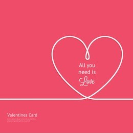valentines card with line heart and all you need is love phrase