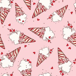 seamless pattern with ice cream cones. colorful pop art.