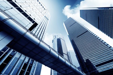 metropolis of shanghai's modern office building