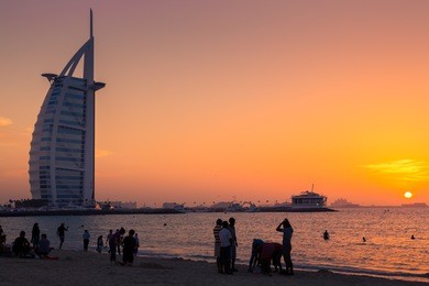 sunset at jumeirah beach, dubai
