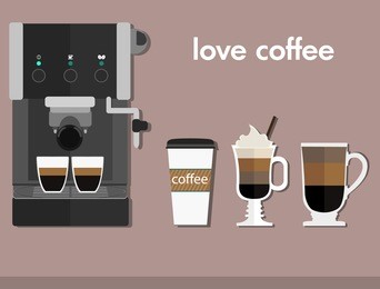 coffee - cappuccino, mocha. vector illustration. flat