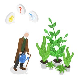 3d isometric flat  illustration of dementia, memory loss. item 4