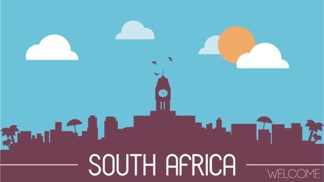 south africa skyline silhouette flat design vector illustration