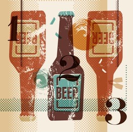 vintage grunge style poster with a beer bottles. retro vector illustration.