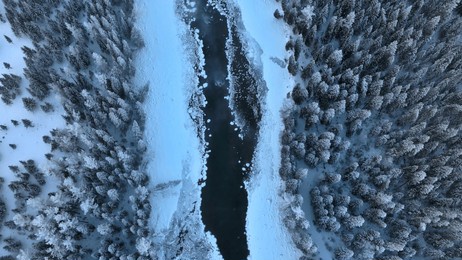 panoramic drone view over xinjiang area in winter, china, jan 2024	