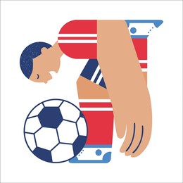 football player with ball. sport game. sketch vector illustration