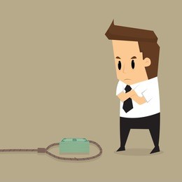 businessman with suspect money in trap.vector
