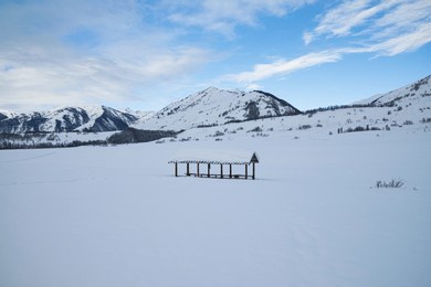 winter scenery of hemu snow mountain in xinjiang
