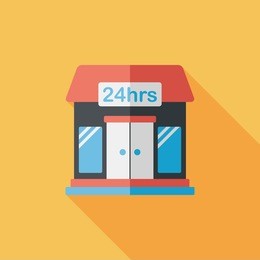 building convenient store flat icon with long shadow,eps10