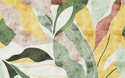 abstract hand painted watercolor leaves art wallpaper, nordic style minimalist painting, cover design