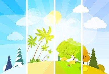 four season concept landscape flat design vector illustration