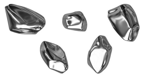 3d chrome liquid metal figure. y2k abstract shapes. 3d rendering illustration on isolated background.