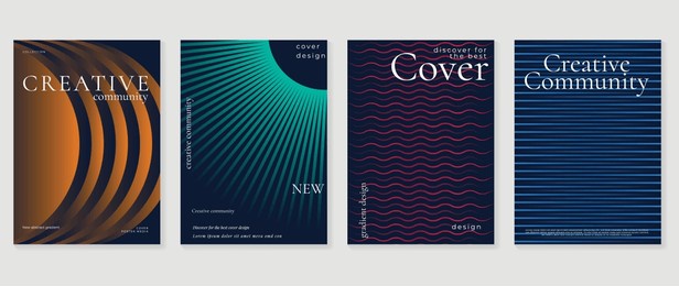 abstract gradient background vector set. minimalist style cover template with vibrant perspective 3d geometric prism shapes collection. ideal design for social media, poster, cover, banner, flyer.