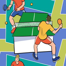 seamless sports pattern with ping pong game.