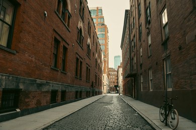 alleys of tribeca neighborhood - lower manhattan, new york city