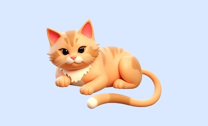 cat lie down 3d illustration