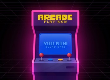 arcade video game machine computer screen. gamer interface template isolated graphic element. 80s or 90s games. vector illustration