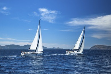 sailing. luxury yachts. boat in sailing regatta. 