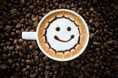 latte art on coffee bean background
