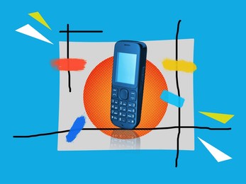 poster. vintage mobile phone device