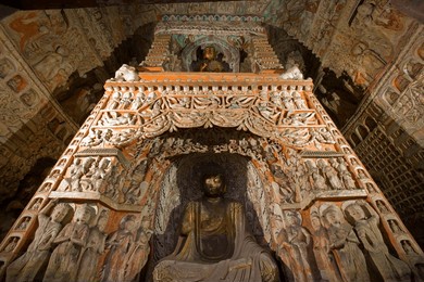 yungang grottoes in shanxi province, china, landmark, travel, history