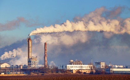 factory with air pollution