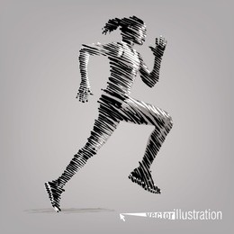 running woman. vector artwork in the style of ink drawing