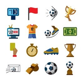 vector color soccer icons on white background