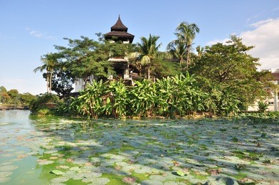 kandawgyi lake and kandawgyi nature park, yangon, myanmar (burma)