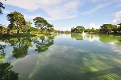 kandawgyi lake and kandawgyi nature park, yangon, myanmar (burma)