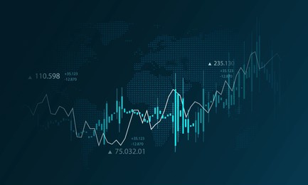 stock growth graph background, financial technology, exchange market and economic data, investment, analysis