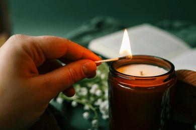 girl lights a candle, spring aesthetics.