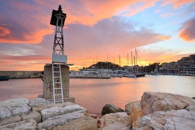 pier in mikrolimano marina in athens, greece.