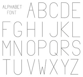 high and thin geometrical font (alphabet, abc)