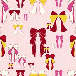 seamless pattern with beautiful hand drawn bows, cute vector hand drawing design for fabric, ethnic, textile, texture, wrapping paper, wall paper or abstract background.