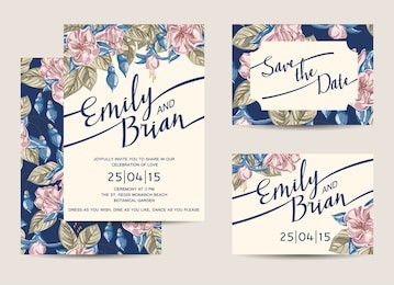 set of wedding invitations template. vector illustration.