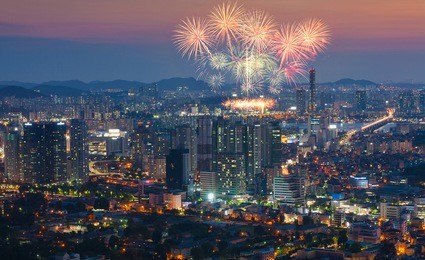 fireworks festival in seoul, south korea.