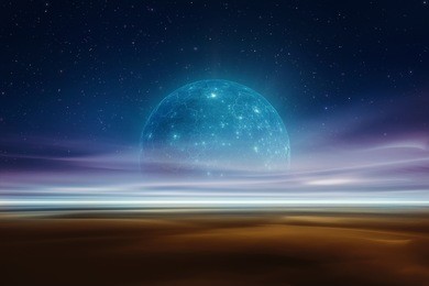 distant alien world fantasy landscape