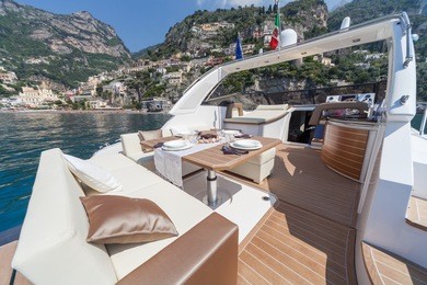 lunch on motor boat, table setting at a luxury boat.