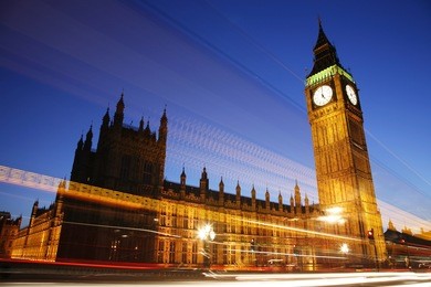 palace of westminster, seen from westminster bridge, at night
