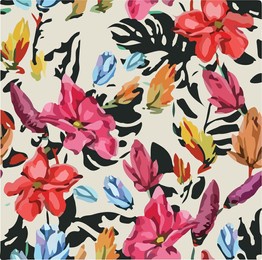 flowers seamless pattern. vector illustration. abstract flowers, floral vector with leaves