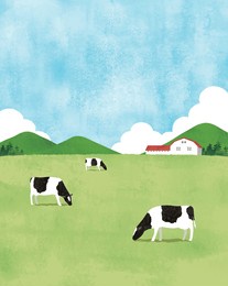 cows in the grass pasture watercolor 2